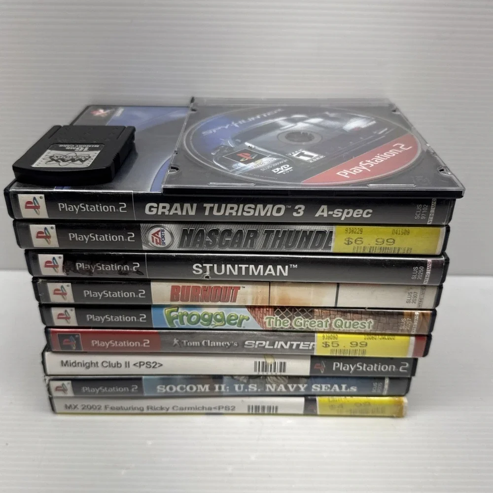 Sony Playstation 2 Video Game Console Bundle Controller Memory Card 10 Games